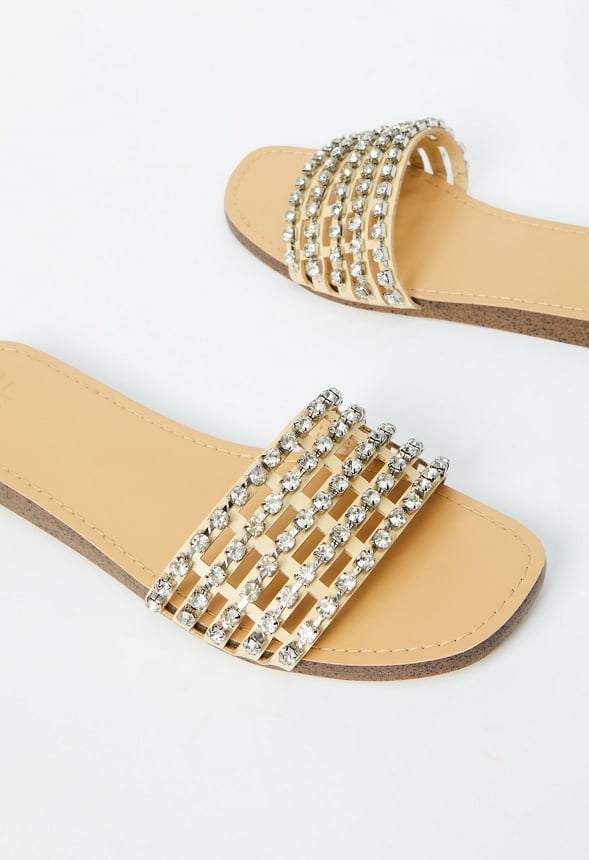 Stella Embellished Slide Sandal Semolina Beige