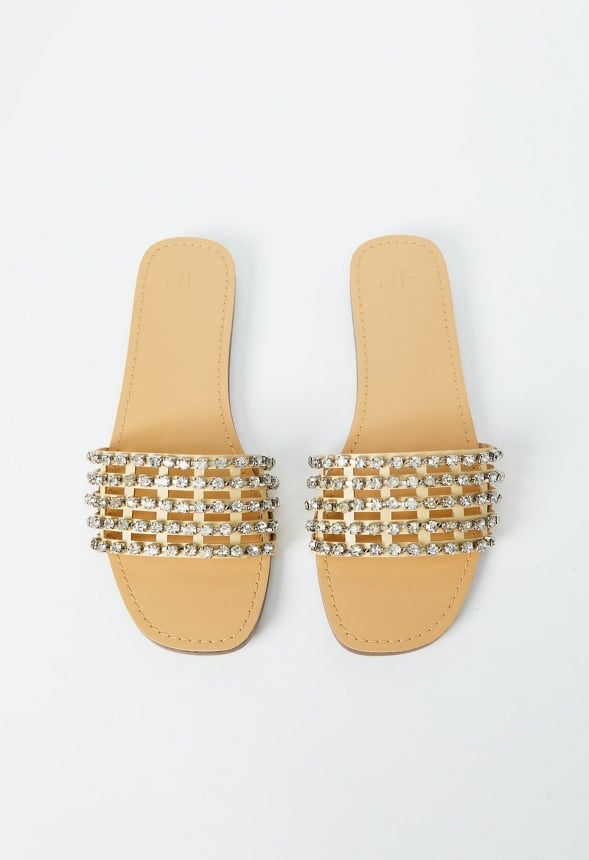 Stella Embellished Slide Sandal Semolina Beige