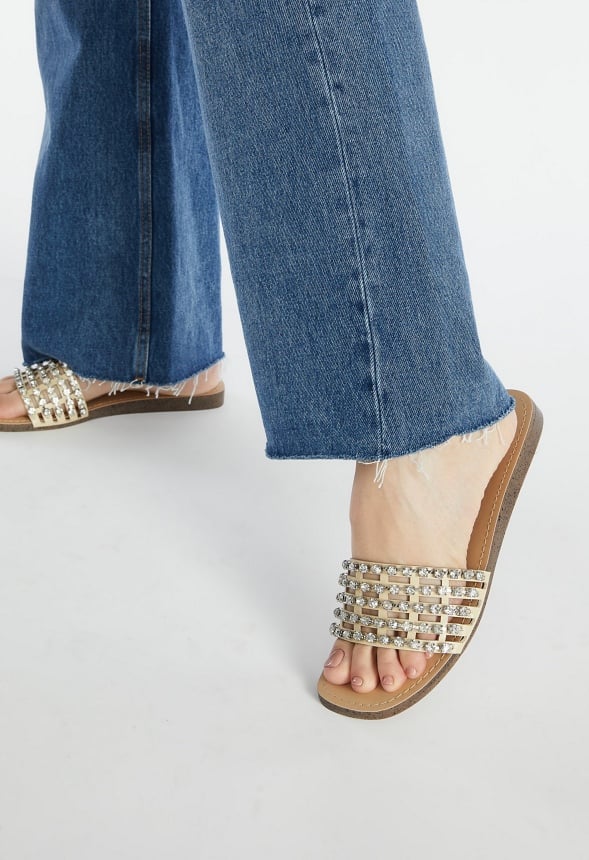 Stella Embellished Slide Sandal Semolina Beige