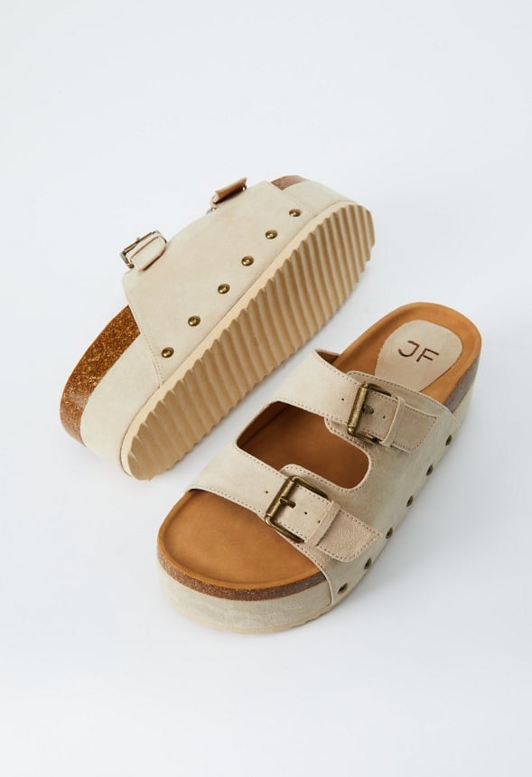 Abbie Platform Slide Sandal Semolina Beige