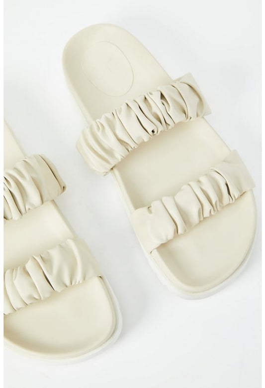 Eva Flat Slide Sandal Birch White