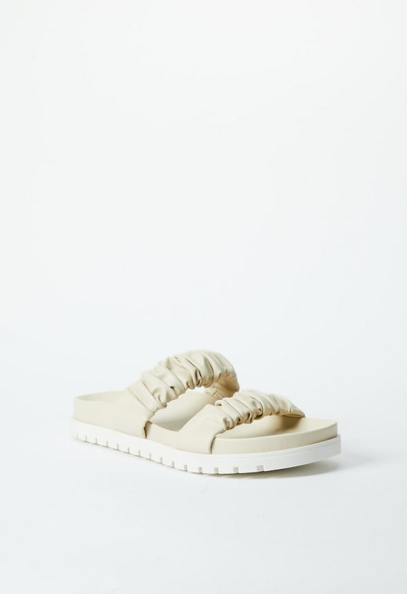 Eva Flat Slide Sandal Birch White