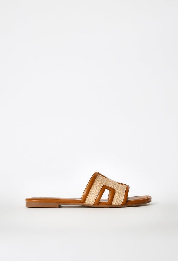 Becca Flat Slide Sandal Camel/ Dark Natural