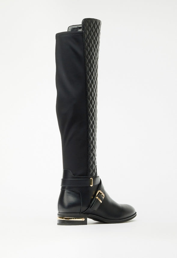 Annabeth Quilted Flat Boot Black