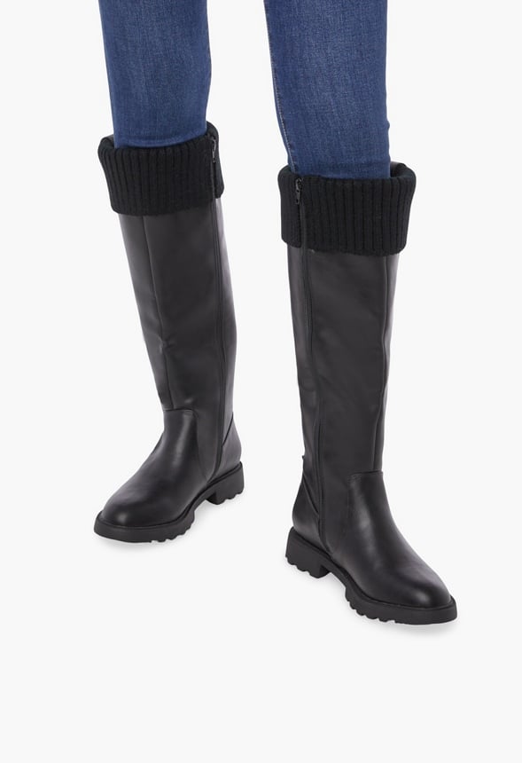 Demi Fold-Over Lug Sole Boot Black Caviar
