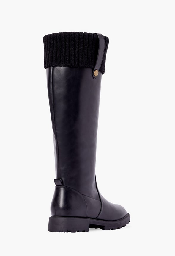 Demi Fold-Over Lug Sole Boot Black Caviar
