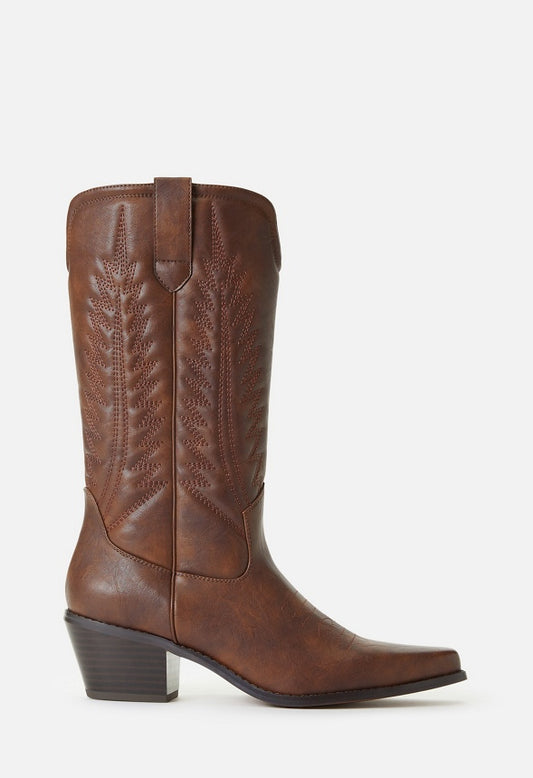 Zahra Western Boot Leather Brown