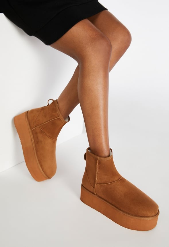 Porsha Fuzzie Ankle Boot Light Camel
