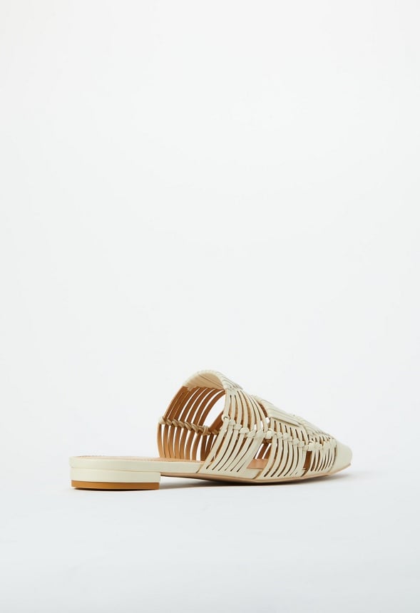 Milana Woven Flat Mule Birch White