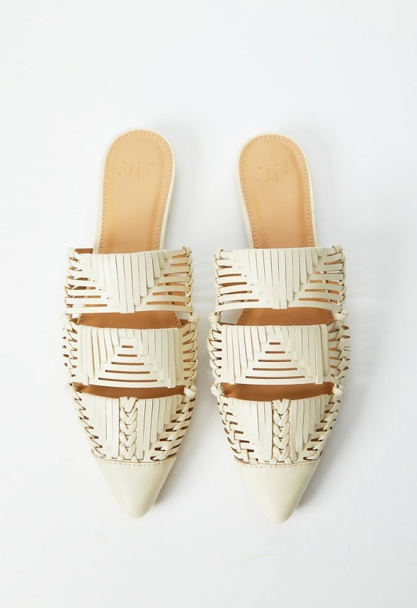 Milana Woven Flat Mule Birch White
