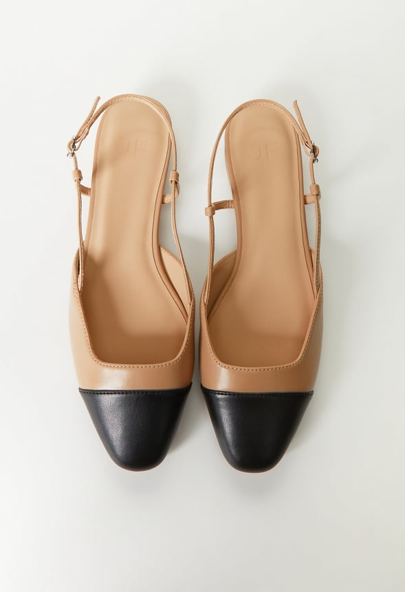 Caroline Slingback Flat New Nude/ Black