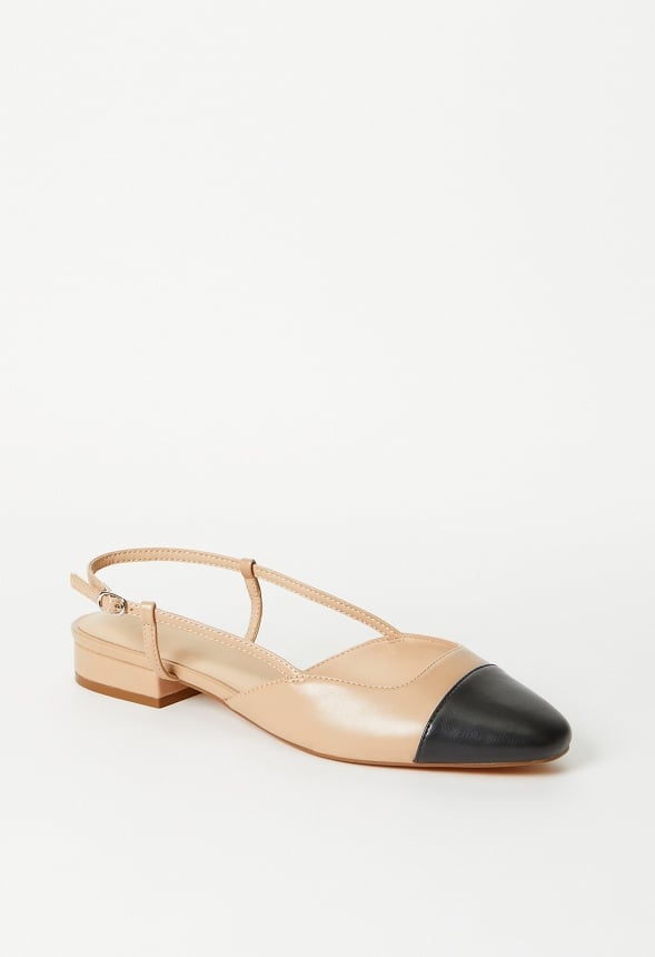 Caroline Slingback Flat New Nude/ Black