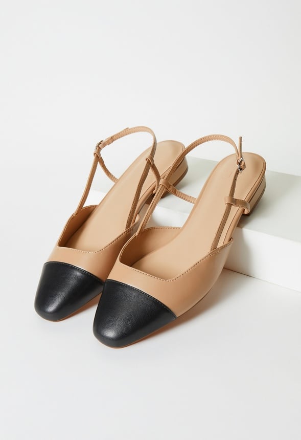Caroline Slingback Flat New Nude/ Black