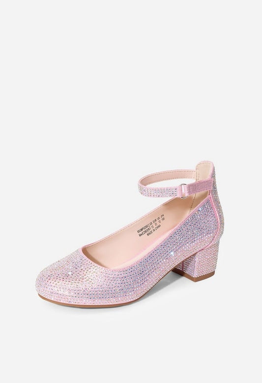 Escarpin à talons carrés pailletés pour filles -yayay