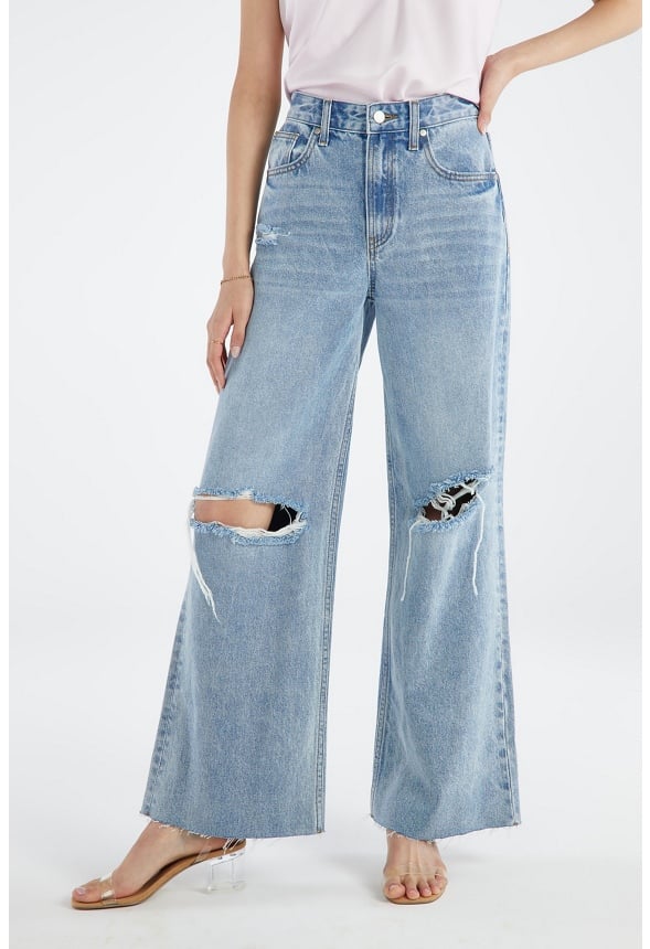 Reagan High Rise Wide Leg Button Jeans Olivia Medium Wash