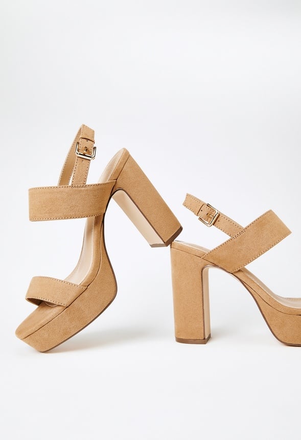 Amara Platform Heeled Sandal Light Camel