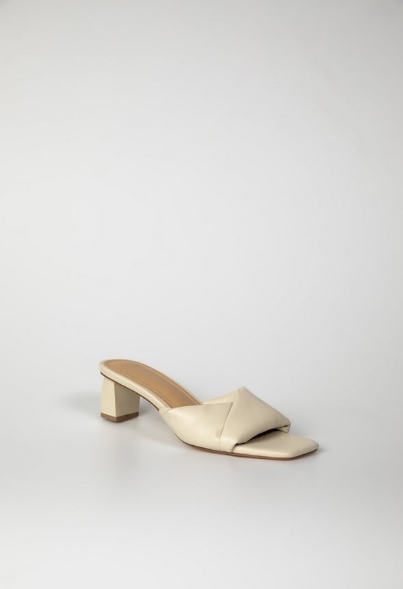 Caroline Mule Heeled Sandal Birch White