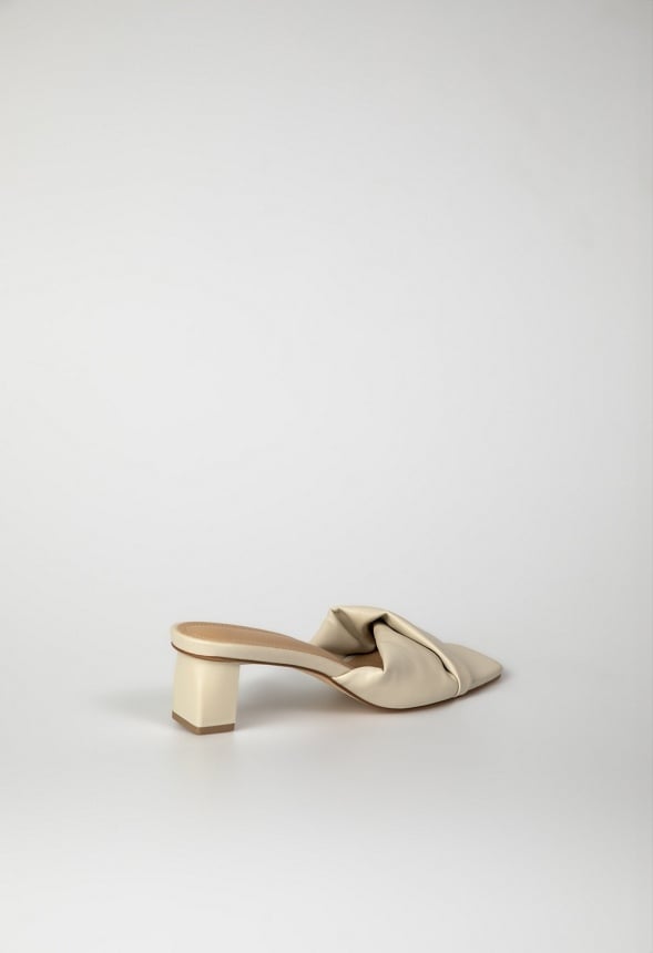 Caroline Mule Heeled Sandal Birch White