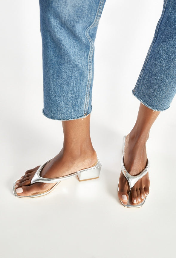Aya Block Heeled Sandal Silver