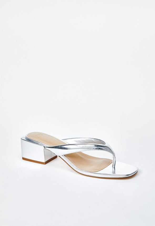 Aya Block Heeled Sandal Silver