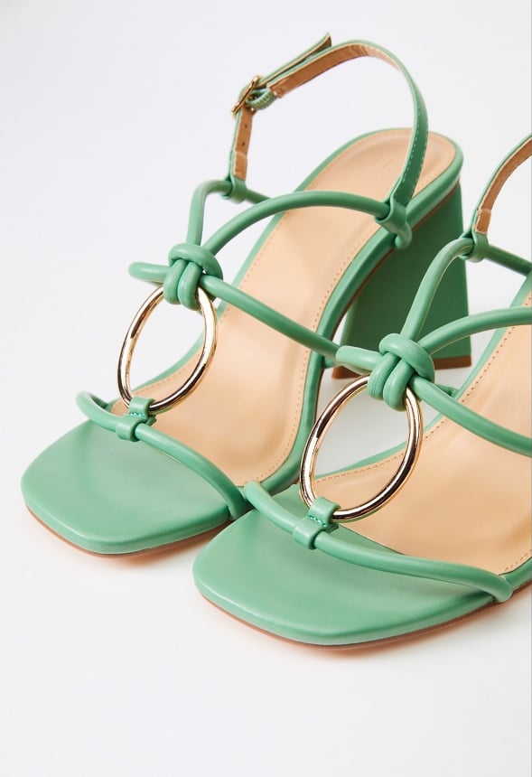 Aelia Gladiator Heeled Sandal Stone Green