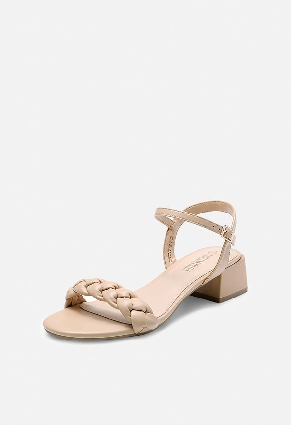 Braided Open Toe Heeled Sandal Nude