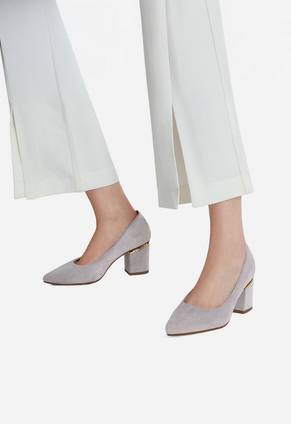 Chunky Heeled Pumps Grey
