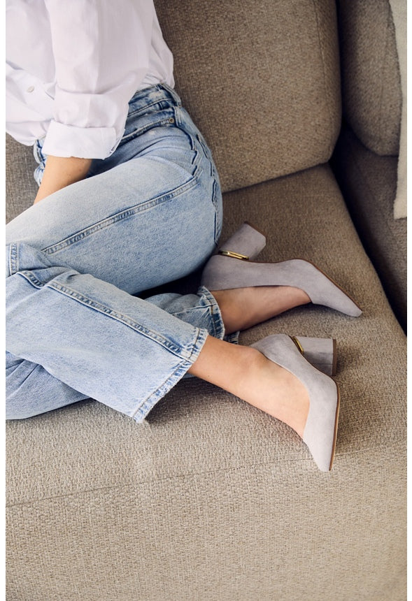 Chunky Heeled Pumps Grey