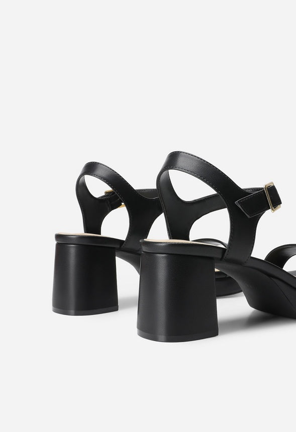 Chunky Block Heeled Sandals Black