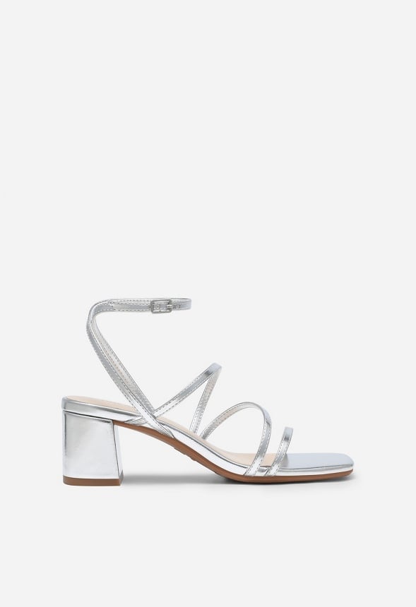 Low Heel Strap Open Toe Sandal Silver