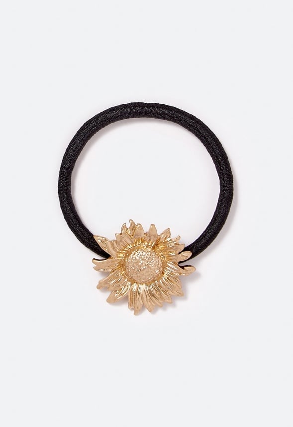 Heidi Sunflower Ponytail Holder Black/ Gold