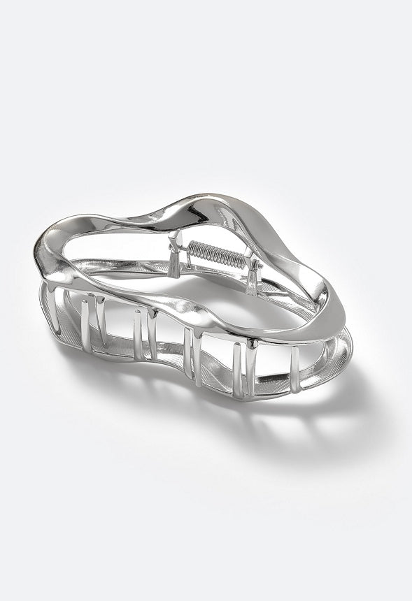 Beth Bold Irregular Cut Out Shape Metal Hair Claw Silver