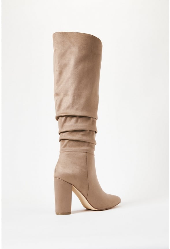 Rosamund Slouch Heeled Boot Taupe