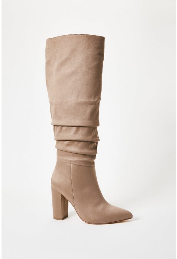 Rosamund Slouch Heeled Boot Taupe