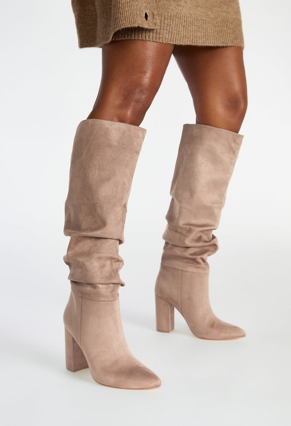 Rosamund Slouch Heeled Boot Taupe