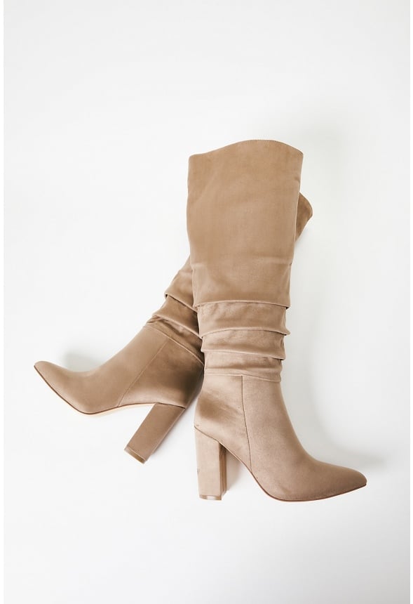 Rosamund Slouch Heeled Boot Taupe