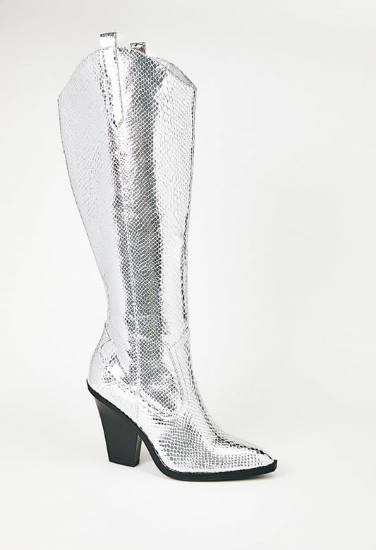 Bella Heeled Boot Silver