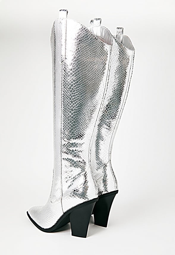 Bella Heeled Boot Silver