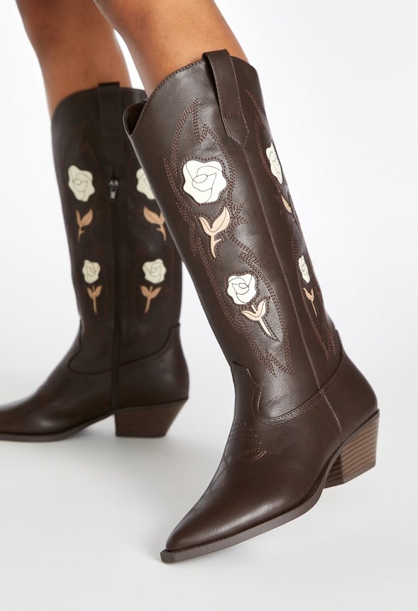Flora Western Boot Cacao Brown