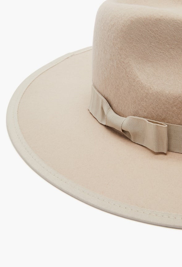 Rancher With Grosgrain Bow Hat Birch White