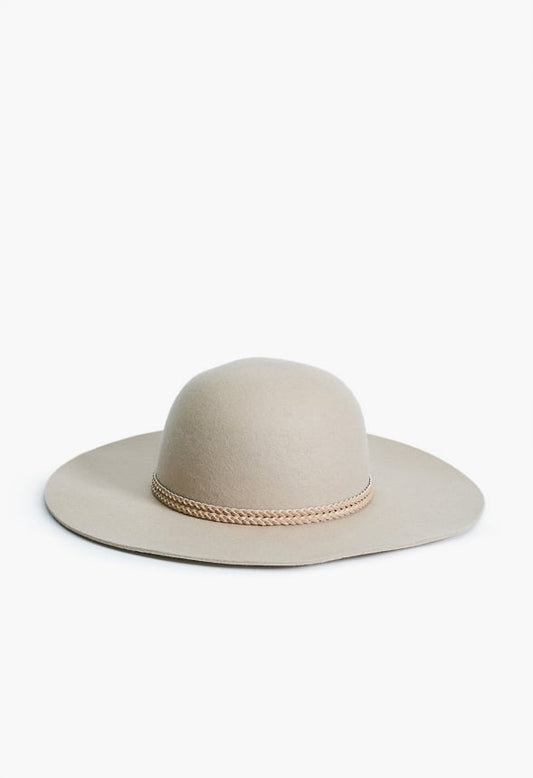 Floppy Hat With Braided Trim Taupe