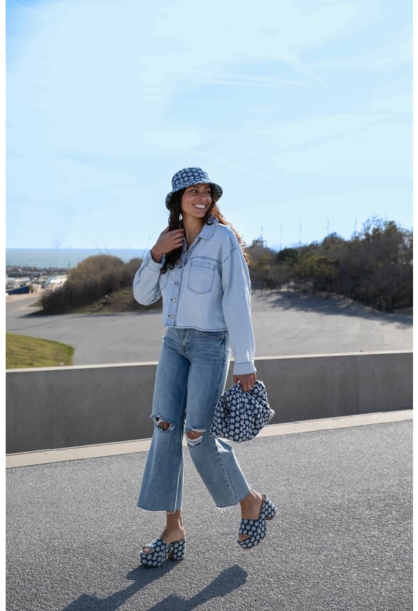 Denim Floral Bucket Hat Blue Ashes Floral