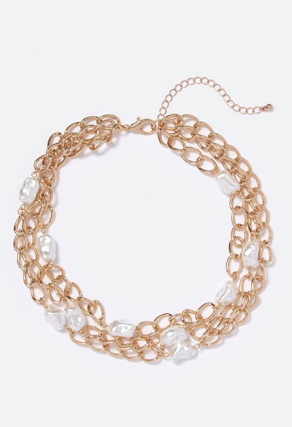 Athena Layered Pearls Necklace Cream/ Gold