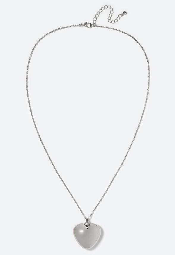 Bebe Smooth Domed Heart Pendant On Fine Chain Necklace Silver