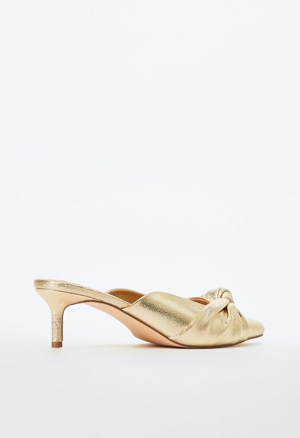 Freya Heeled Mule Pump Gold