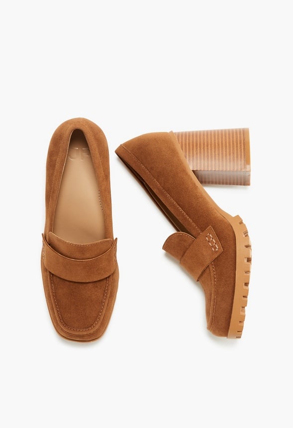 Nora Block Heeled Pump Camel