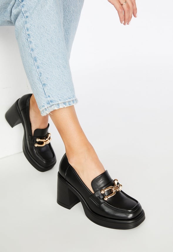 Daria Block Heeled Loafer Court Black