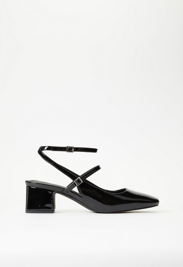 Quinnie Block Heeled Court Black