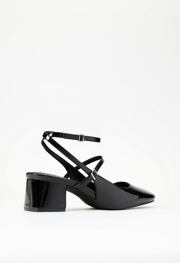 Quinnie Block Heeled Court Black