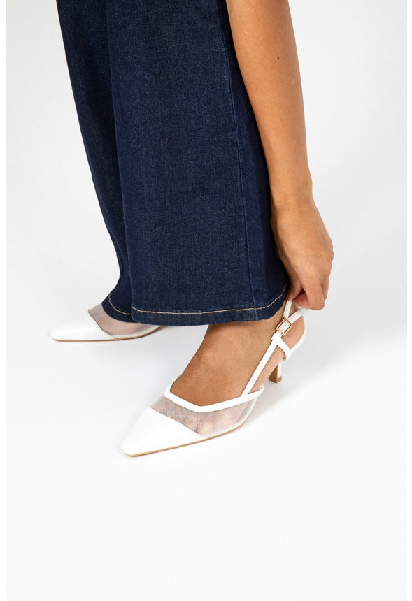 Celene Kitten Heel Pump White